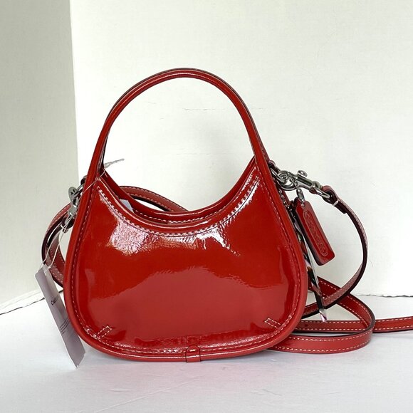 Coach Coachtopia Mini Ergo Crinkle Patent Bag Deep Orange CQ832 - Picture 12 of 12